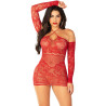 Leg Avenue - Robe Mini En Maille À Épaules Dénudées Et À Manches Longues Rouge